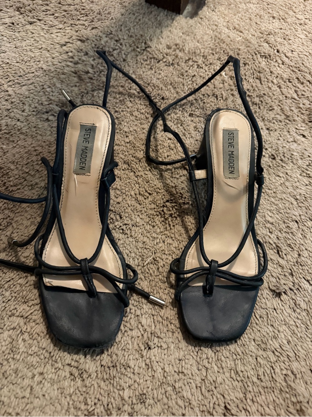 Anna Navy Strappy Knot Heeled Sandals